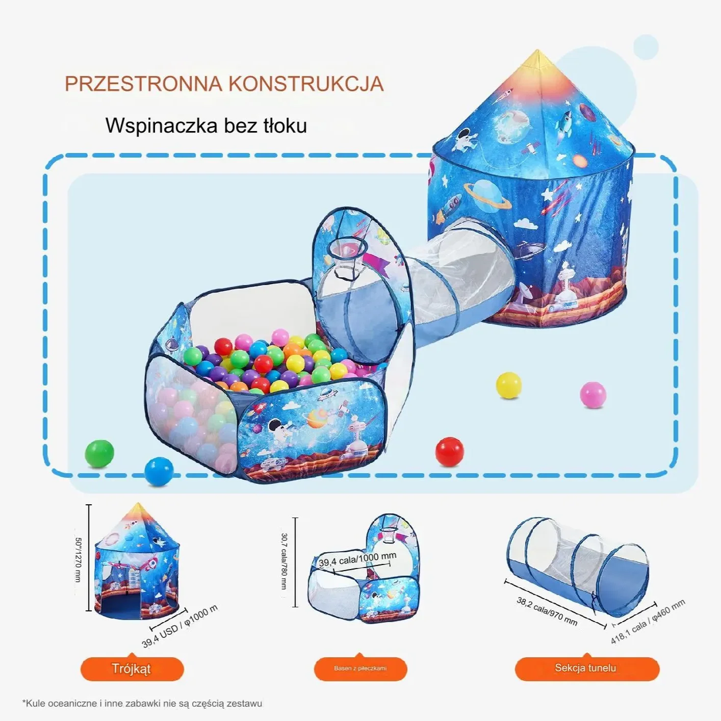 Namiot dla Dzieci Tipi Domek Tunel do Domu Ogrodu Zestaw Ogrodowy kosmos