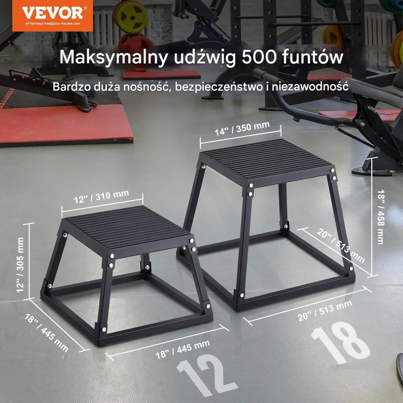 Platforma Plyometryczna Stalowa – Czarna 30 cm - obrazek 3