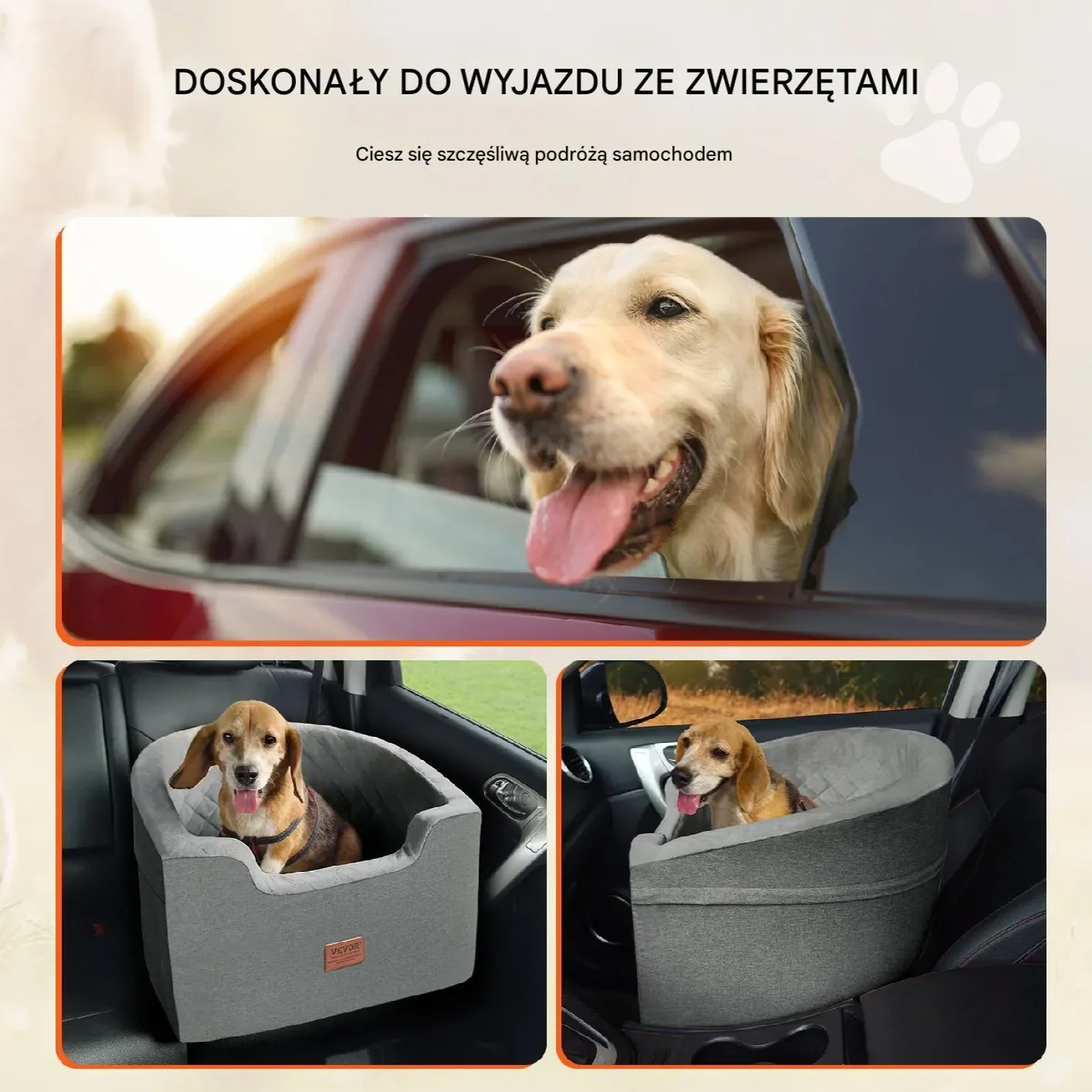 Fotelik samochodowy XL dla psa kota Transporter samochodowy Ciemnoszary - obrazek 5