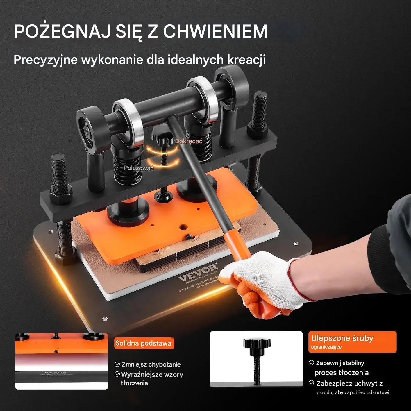 Maszyna do wycinania obróbki skóry manualna 25,9x15 cm tłoczenie DIY - obrazek 4