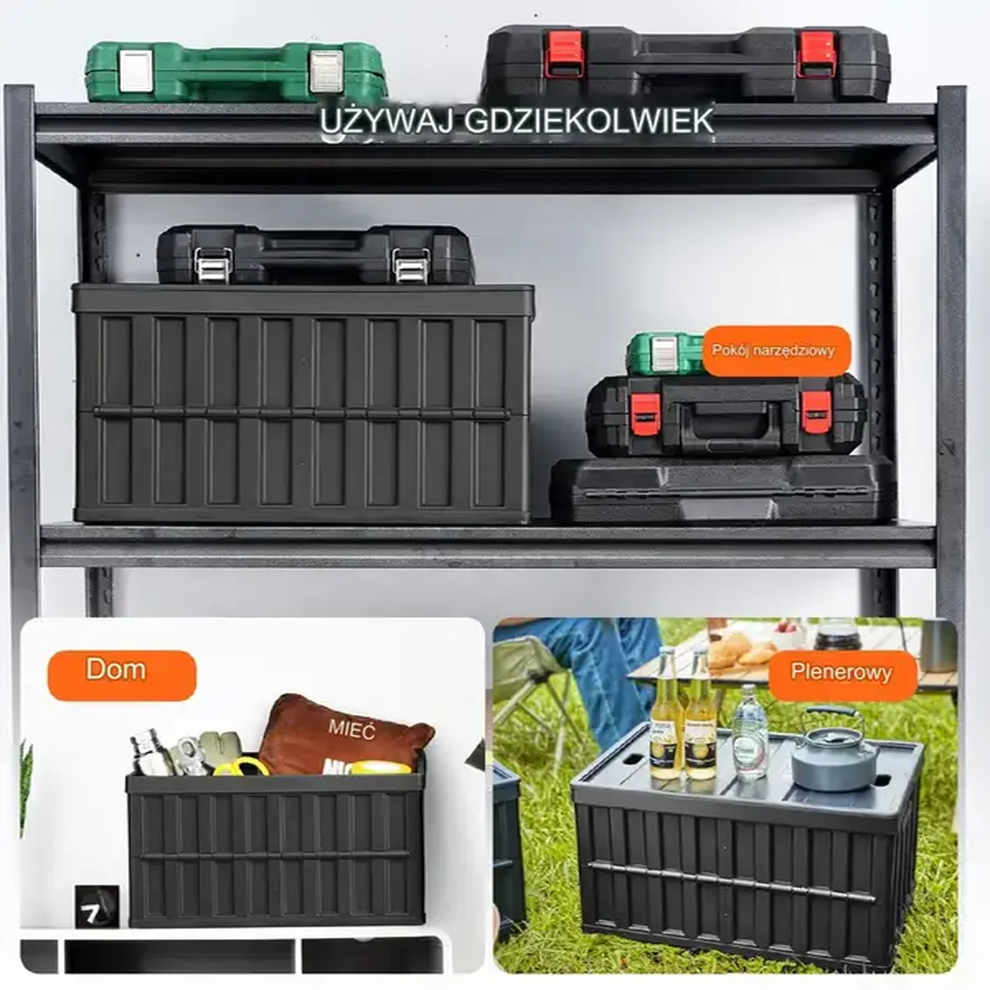 Skrzynka plastikowa pojemnik magazynowy 3 SZTUKI 59,5 x 39 x 31,5 cm