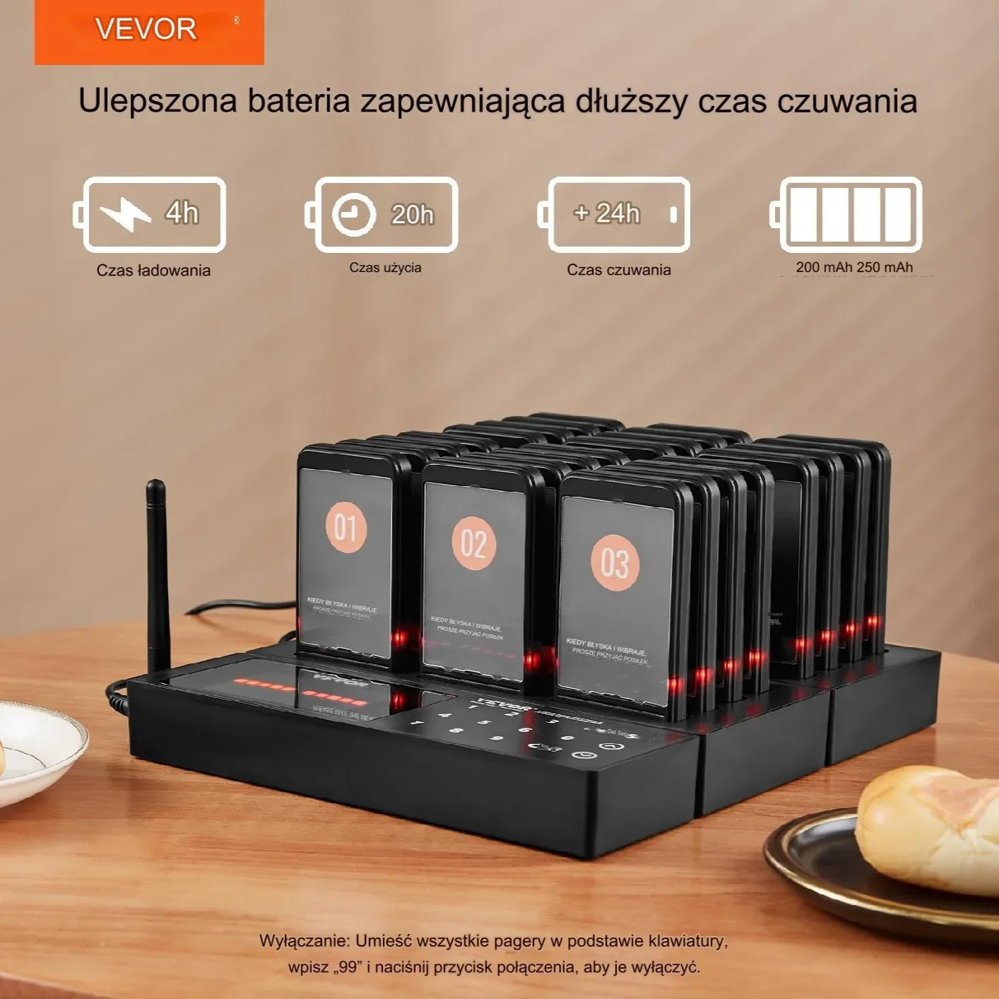 Pager Restauracyjny System Przywoławczy Pager 24 szt. - obrazek 3