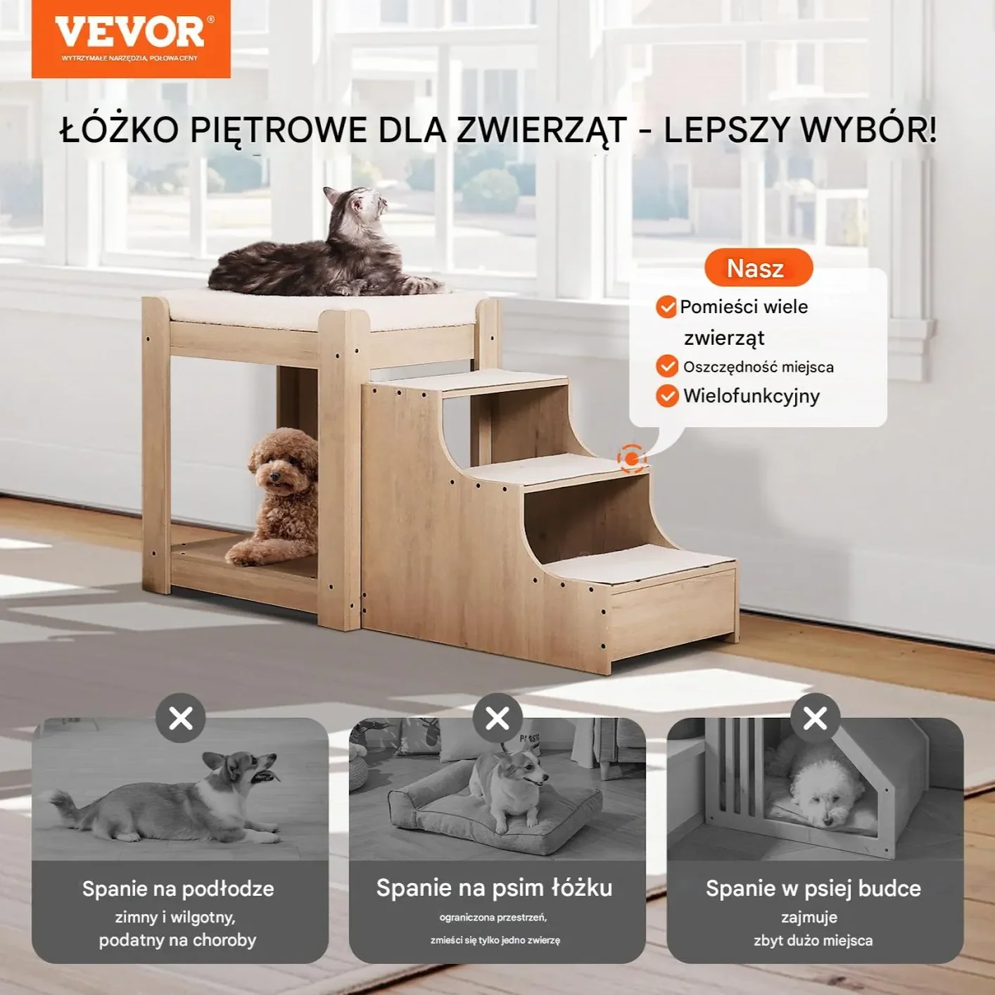 Łóżko Piętrowe dla Psa/Kota Mały Rozmiar - obrazek 6