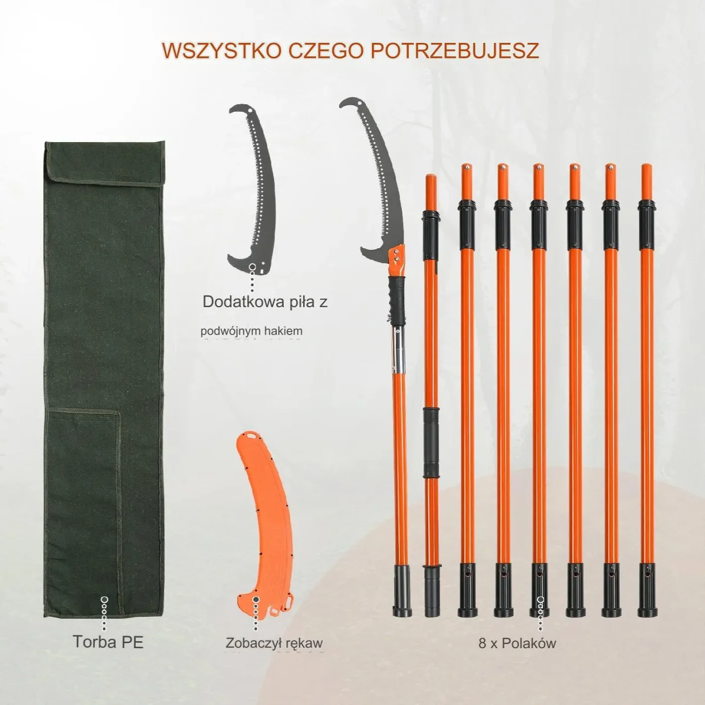 Piła Teleskopowa z hakiem do cięcia drzewa i gałęzi 2,24–8,24 m - obrazek 3