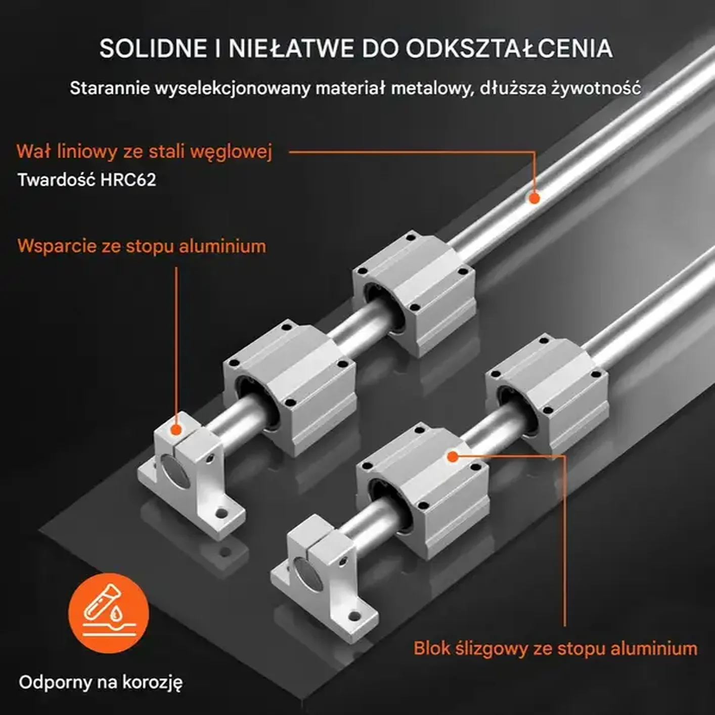 Zestaw prowadnic liniowych Prowadnica liniowa Szyna 2x100cm - obrazek 5