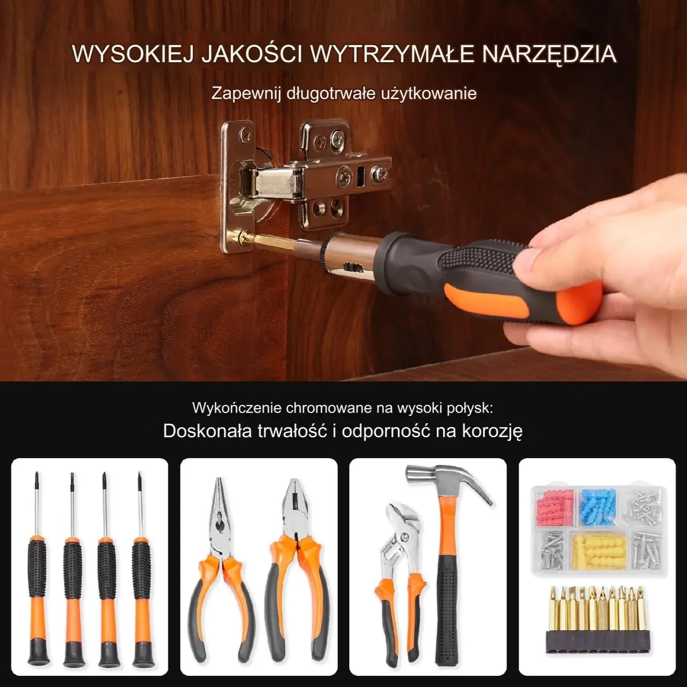 Zestaw Narzędzi 146-częściowy Walizka z Wkrętarką Akumulatorową