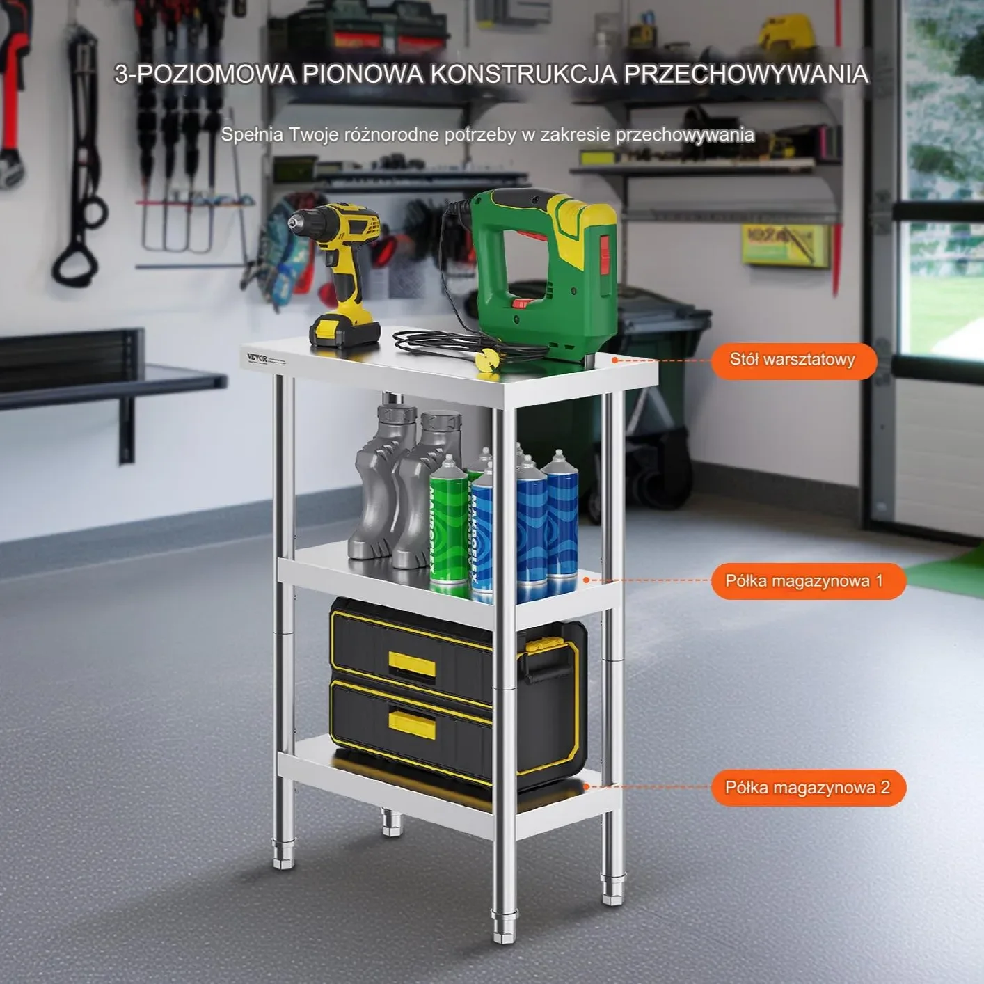 Stół Roboczy ze Stali Nierdzewnej 86x61x35cm - obrazek 4
