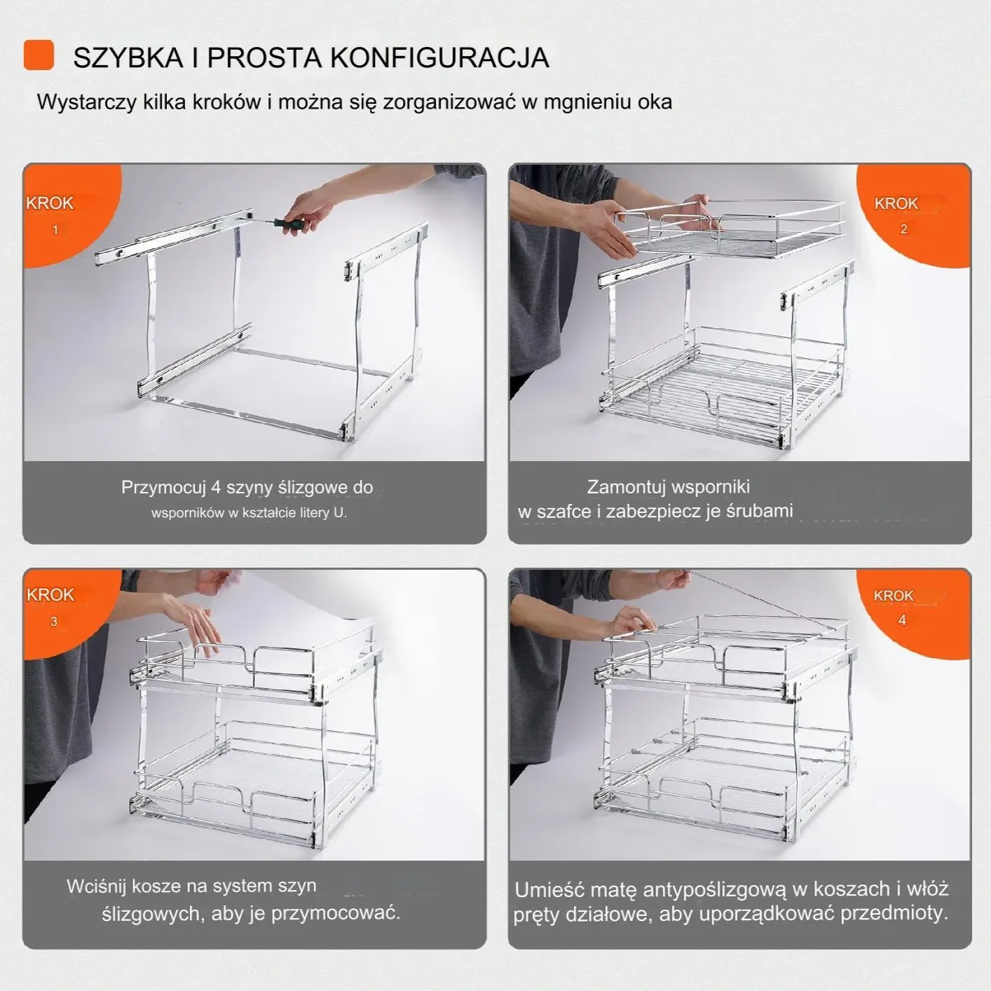 Organizer pod zlewozmywak kosz do szafki dwupoziomowy wysuwana półka XL - obrazek 3