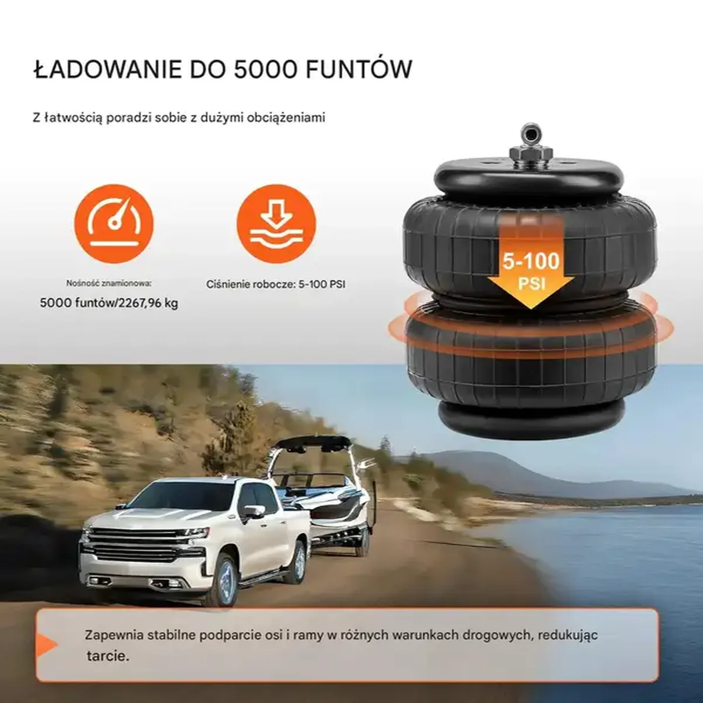 Poduszki pneumatyczne 2268 kg do Silverado Sierra 2500/3500HD 4WD RWD - obrazek 3