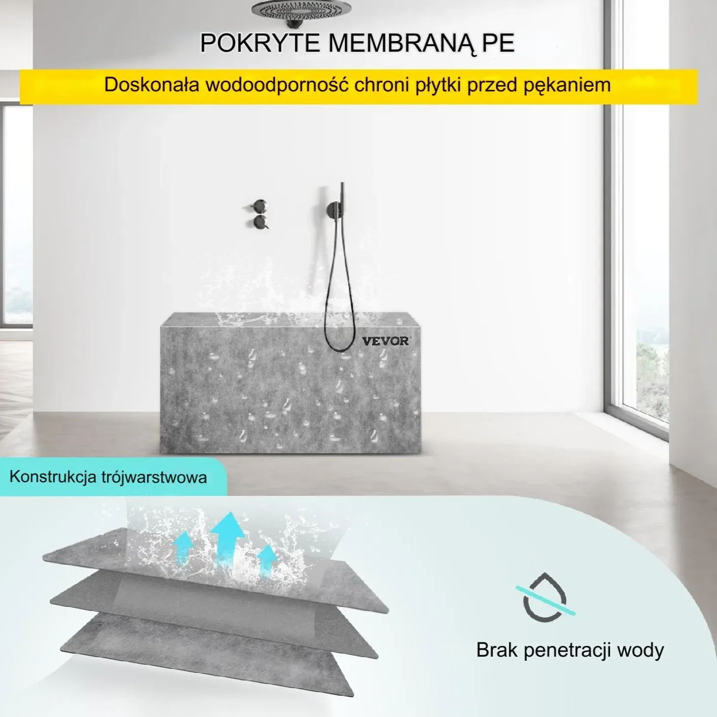 Ławka prysznicowa prostokątna 97x29x51cm wodoodporna do zabudowy - obrazek 4