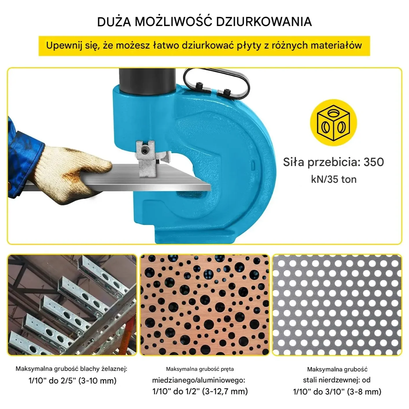 Hydrauliczny dziurkacz wycinak do szyn 35T CH-70 – pompa elektryczna - obrazek 3