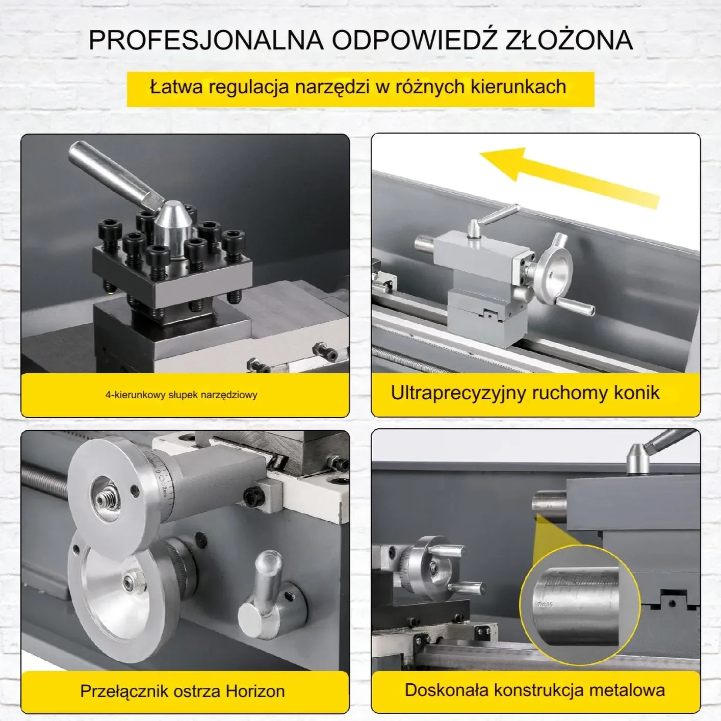 Tokarka do metalu 1100W 220x750mm frezarka cyfrowa MT5 warsztat obróbka - obrazek 3