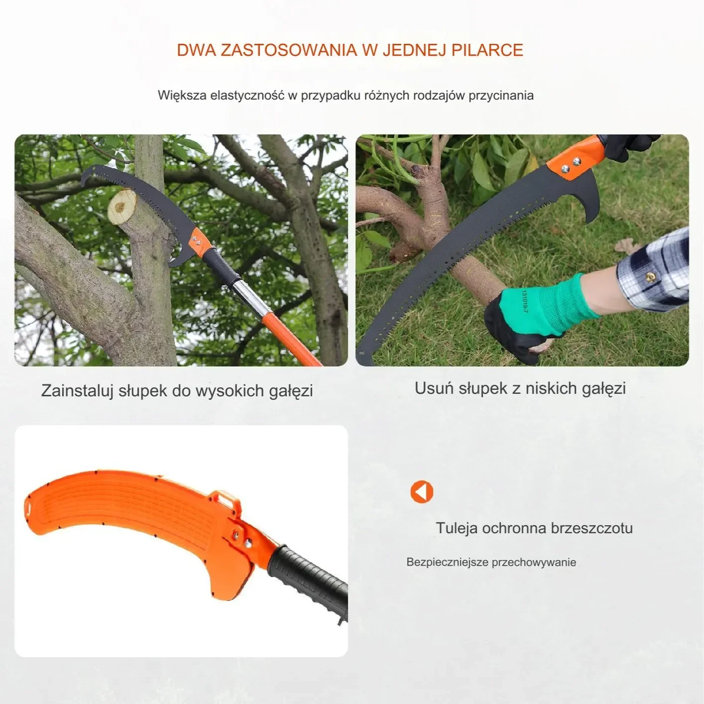 Piła Teleskopowa z hakiem do cięcia drzewa i gałęzi 2,24–8,24 m - obrazek 2