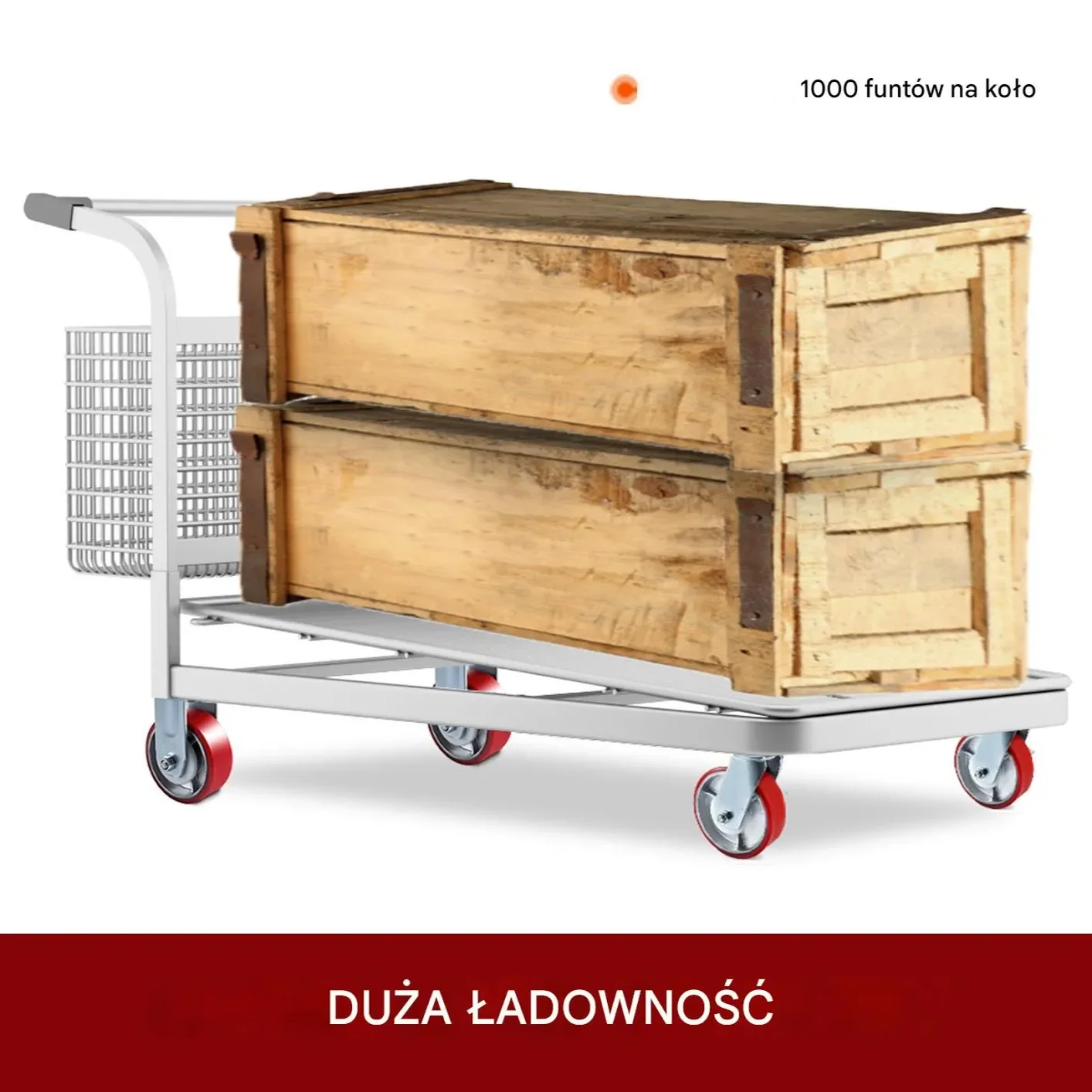 Koła do Mebli Rolki 20x25 cm 4 szt. PU z hamulcem 450 kg - obrazek 3