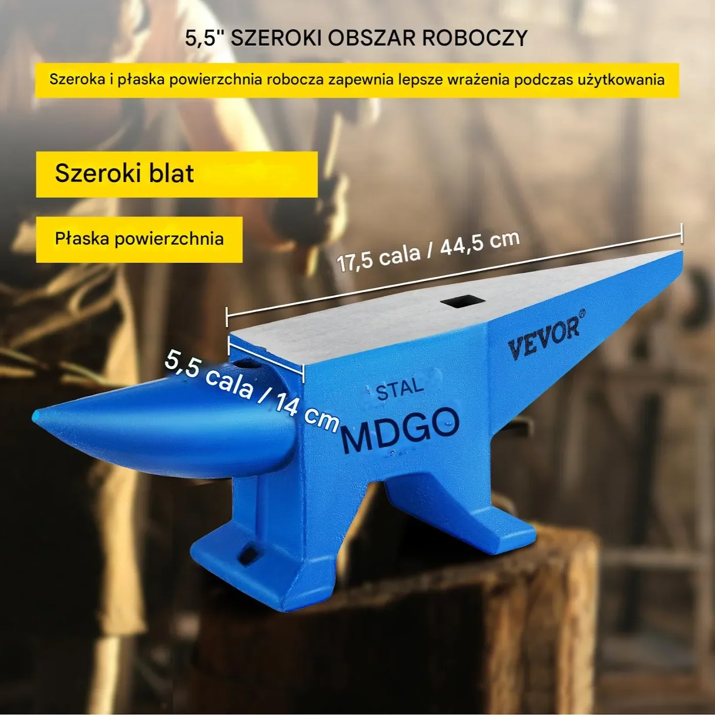 Kowadło stalowe 60 kg – 670 x 185 x 215 mm - obrazek 2