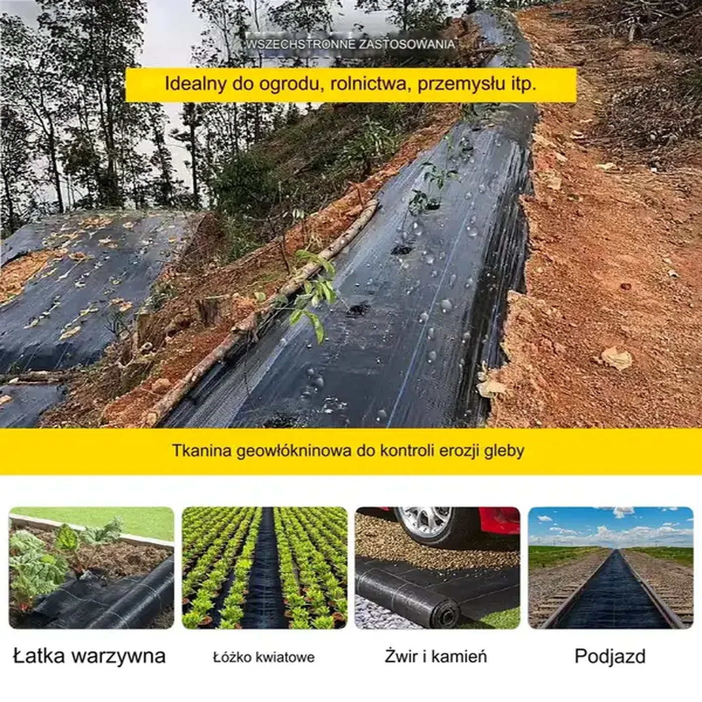 Gruba agrowłóknina antychwastowa agrotkanina 1,8x76m czarna - obrazek 4