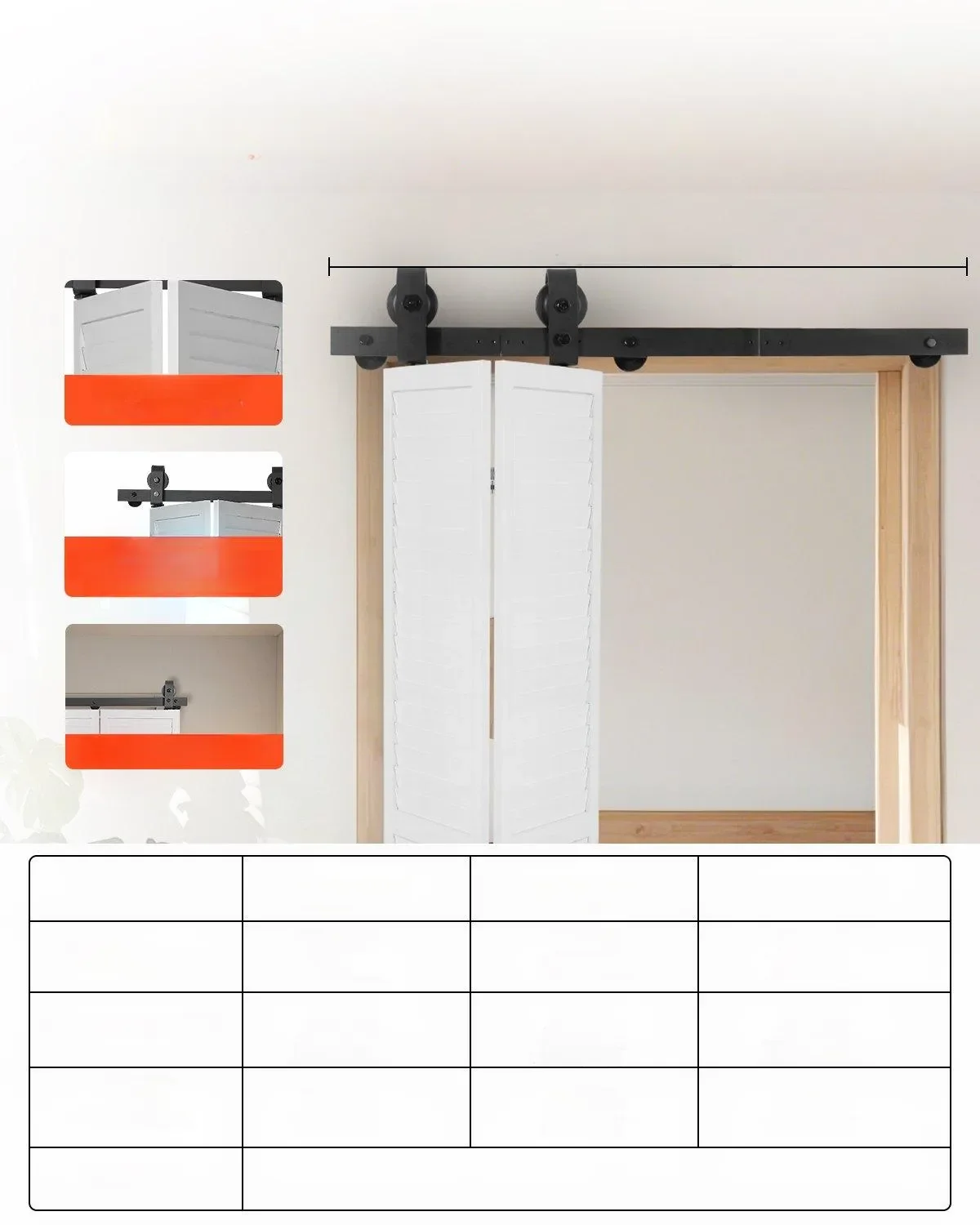 System do Drzwi Przesuwnych Zestaw 90 cm Szyna 2x40 cm 150 kg - obrazek 3