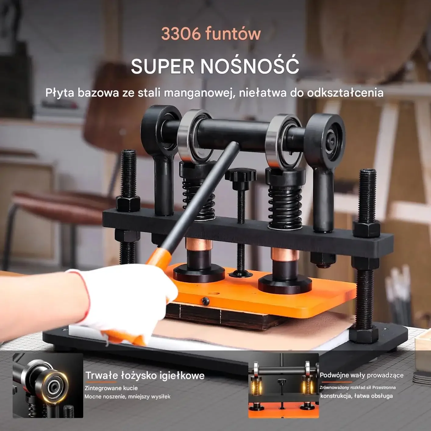 Maszyna do wycinania obróbki skóry manualna 25,9x15 cm tłoczenie DIY - obrazek 3