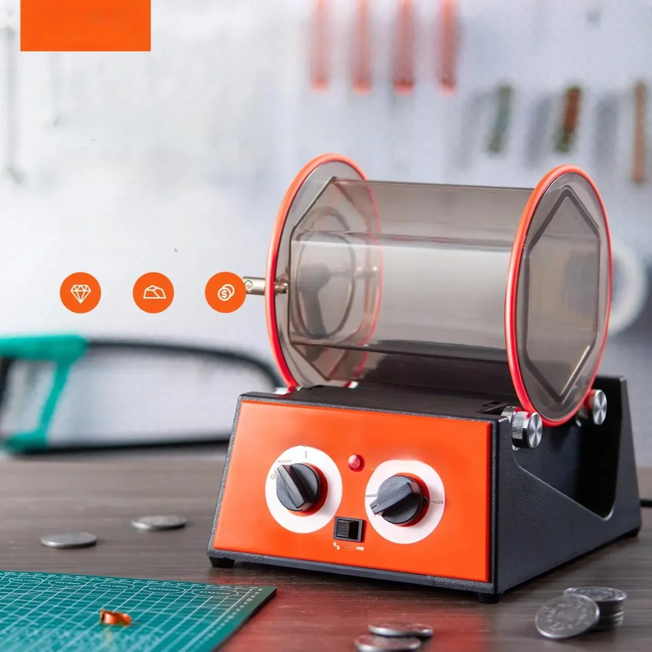 Bębnowa polerka jubilerska obrotowa 5kg metale biżuteria warsztat DIY - obrazek 3