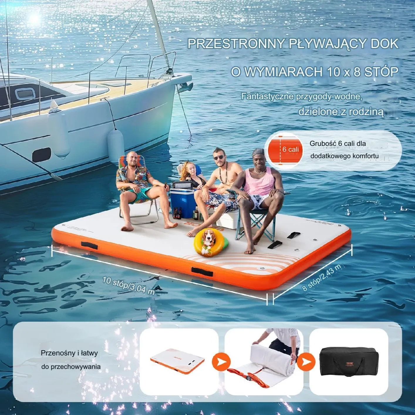 Nadmuchiwana pływająca tratwa wyspa na basen plaże 3,04 x 2,43 m