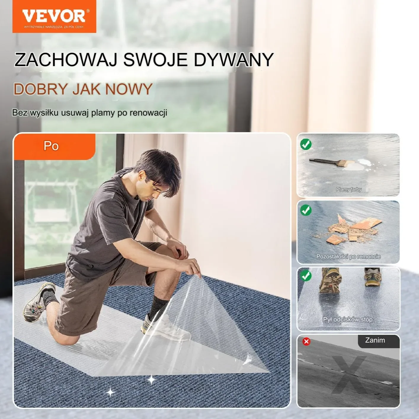 Samoprzylepna Folia Ochronna na Dywan 154 x 508 cm - obrazek 7