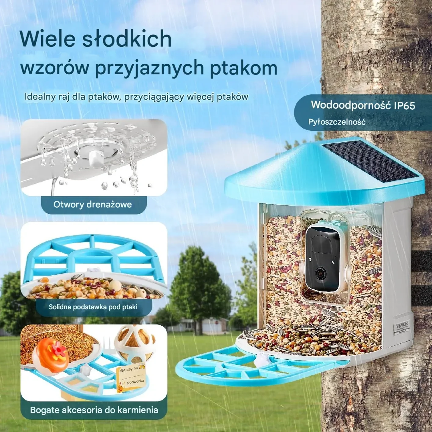 Karmnik z kamerą 2K AI solarny automatyczne nagrywanie ptaków wifi - obrazek 4