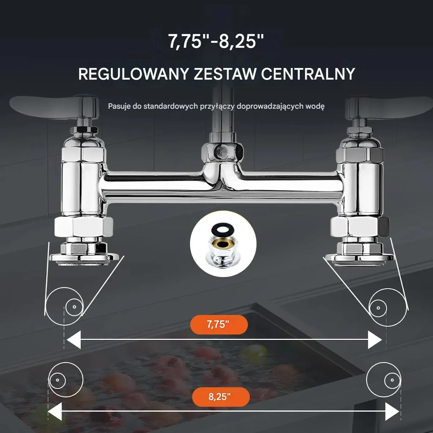 Bateria kuchenna z wylewką i prysznicem 66 cm mosiężna profesjonalna - obrazek 3