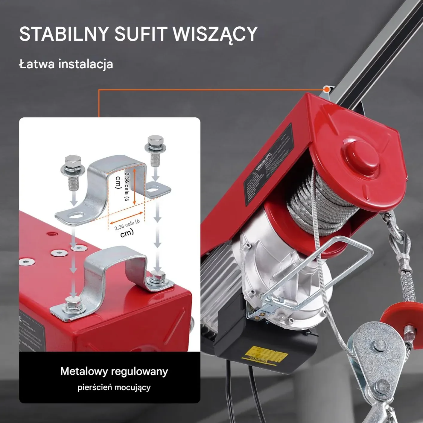 Wyciągarka Elektryczna Łańcuchowa Podnośnik Warsztat 1200 kg 230V Pilot - obrazek 3