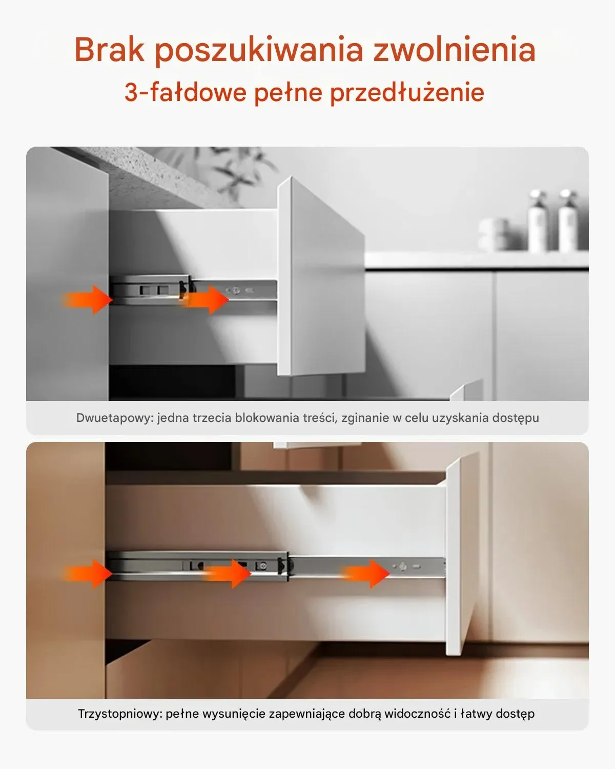 Szyny prowadnice do szuflad 50 cm 10 par boczne 100 kg montaż boczny meble - obrazek 3