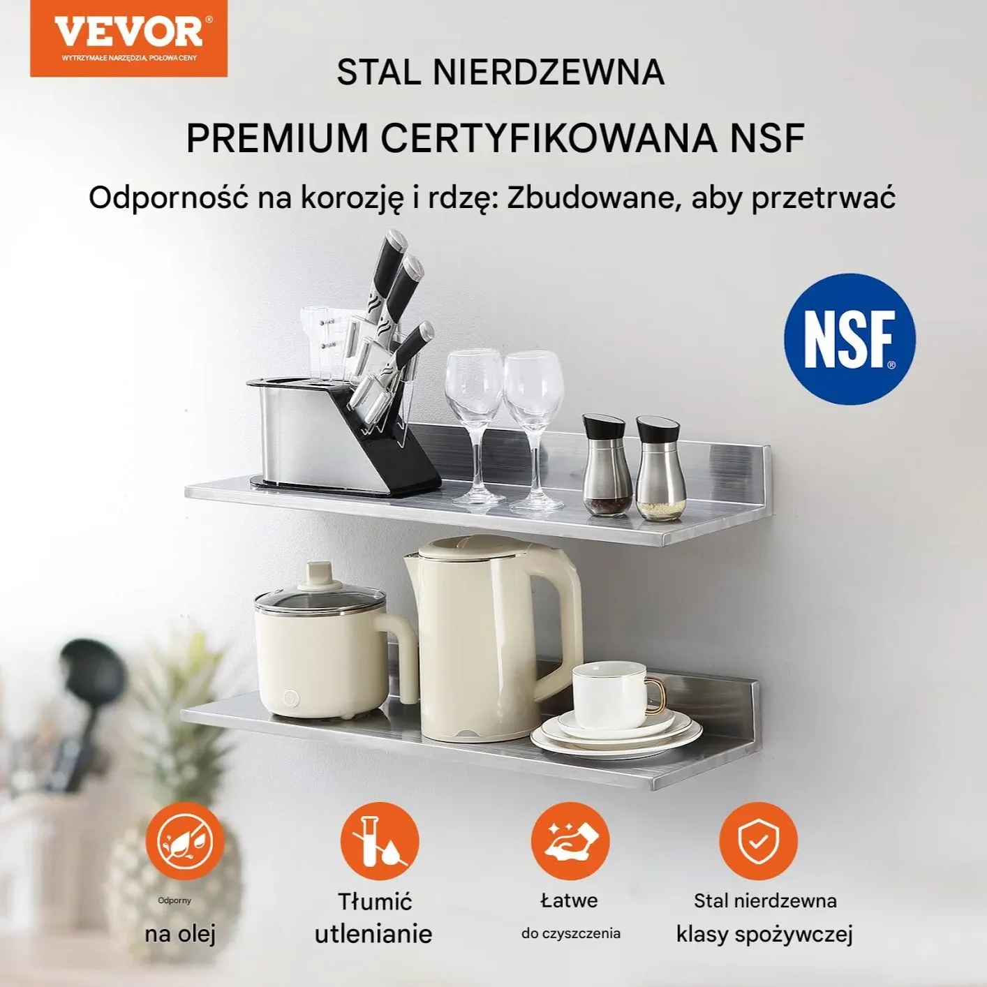 Półka Ścienna ze Stali Nierdzewnej 76 cm - obrazek 3