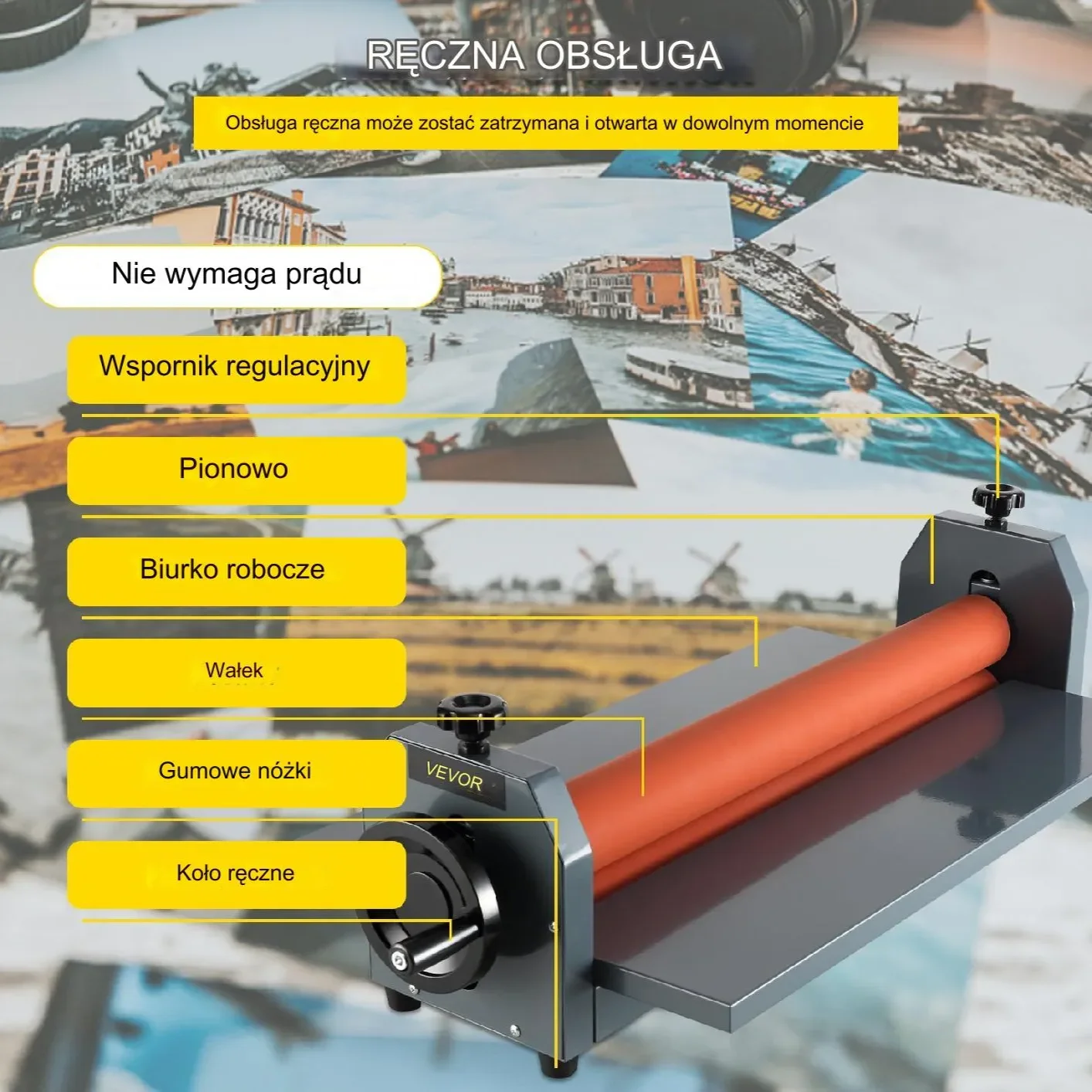 Laminator ręczny 1000mm cold roll do folii zdjęć plakatów reklamy - obrazek 4