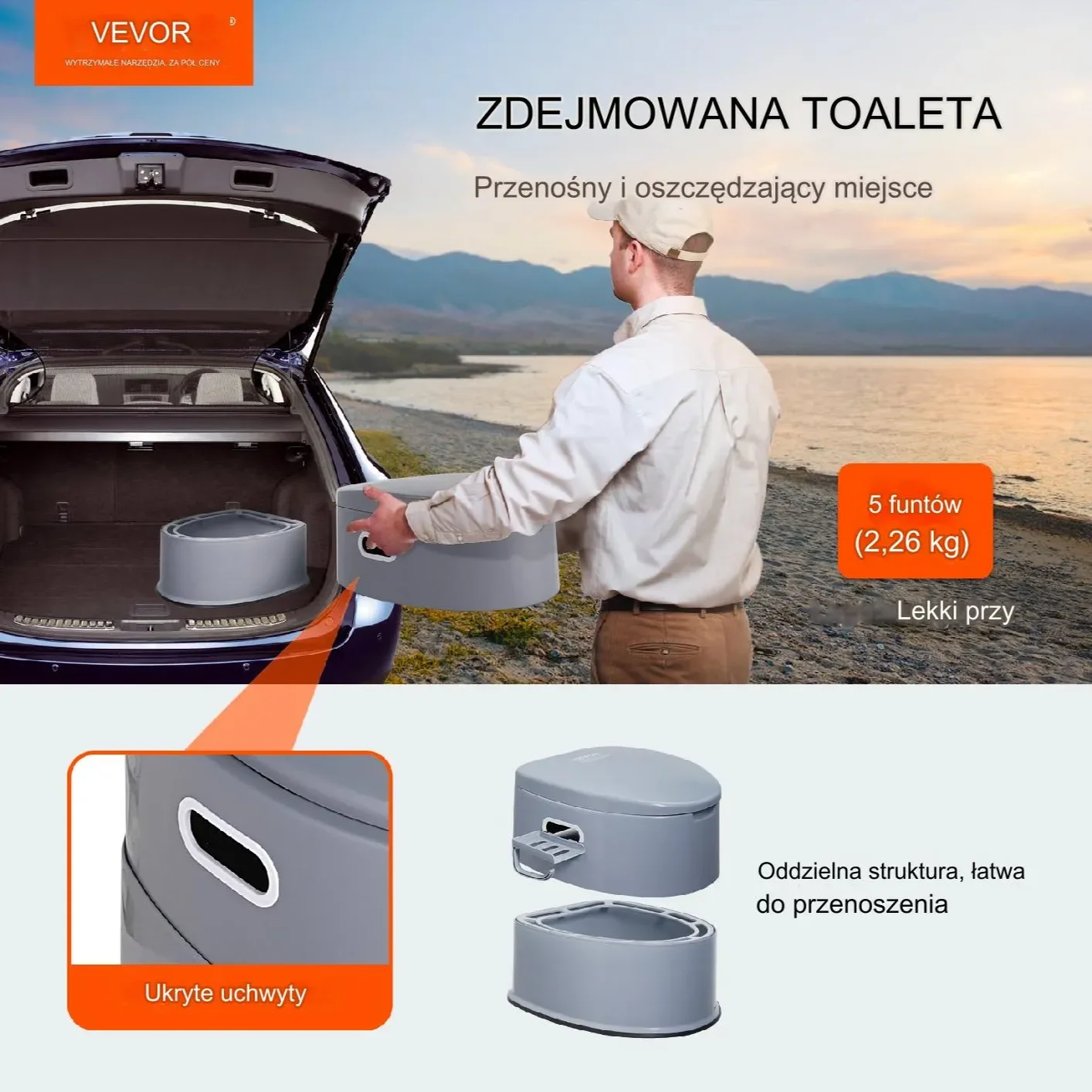 Toaleta turystyczna przenośna kempingowa mobilne WC na działkę i pod namiot - obrazek 13