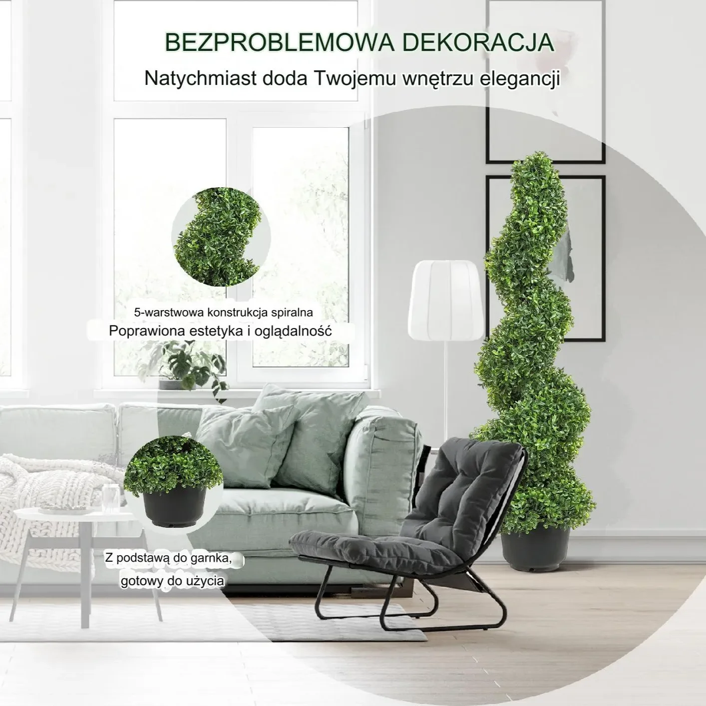 Sztuczne drzewko bukszpan 122 cm zestaw 2szt dekoracja ogrodowa i domowa - obrazek 6