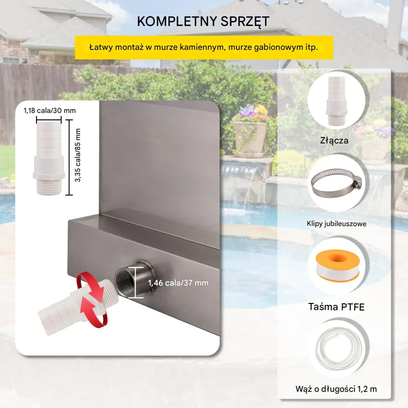 Fontanna wodospad do basenu ogrodu oczka wodnego 30 cm - obrazek 5