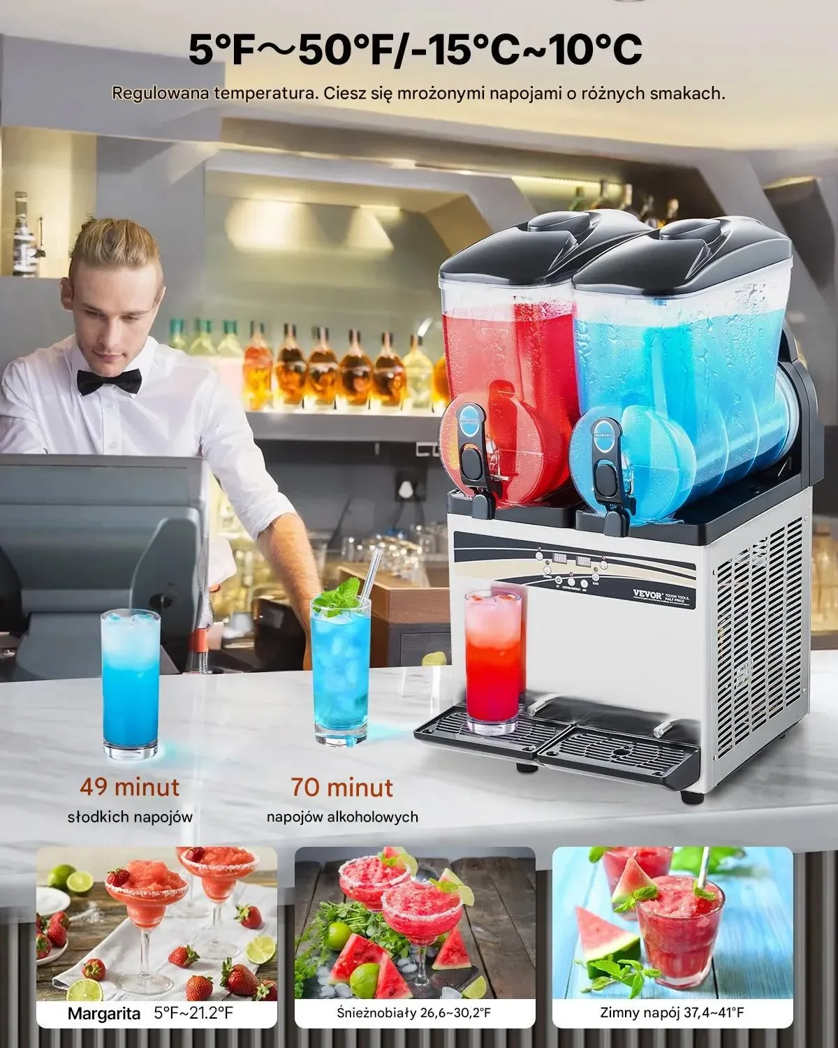 Maszyna do napojów slushie granita 15L×2 podwójna stalowa restauracja bar - obrazek 3