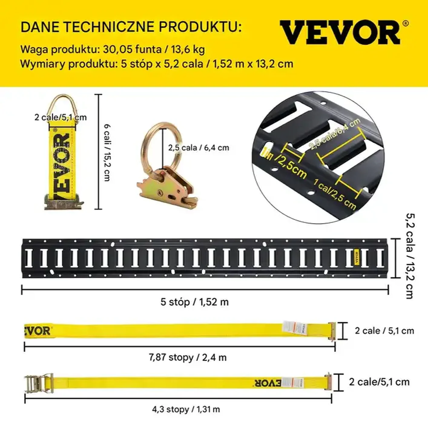 Listwa szyna mocowania ładunku uchwyt zaczep mocowanie ładunku 18 szt. - obrazek 2