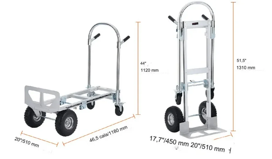 Wózek transportowy magazynowy składany aluminiowy 454 kg - obrazek 2