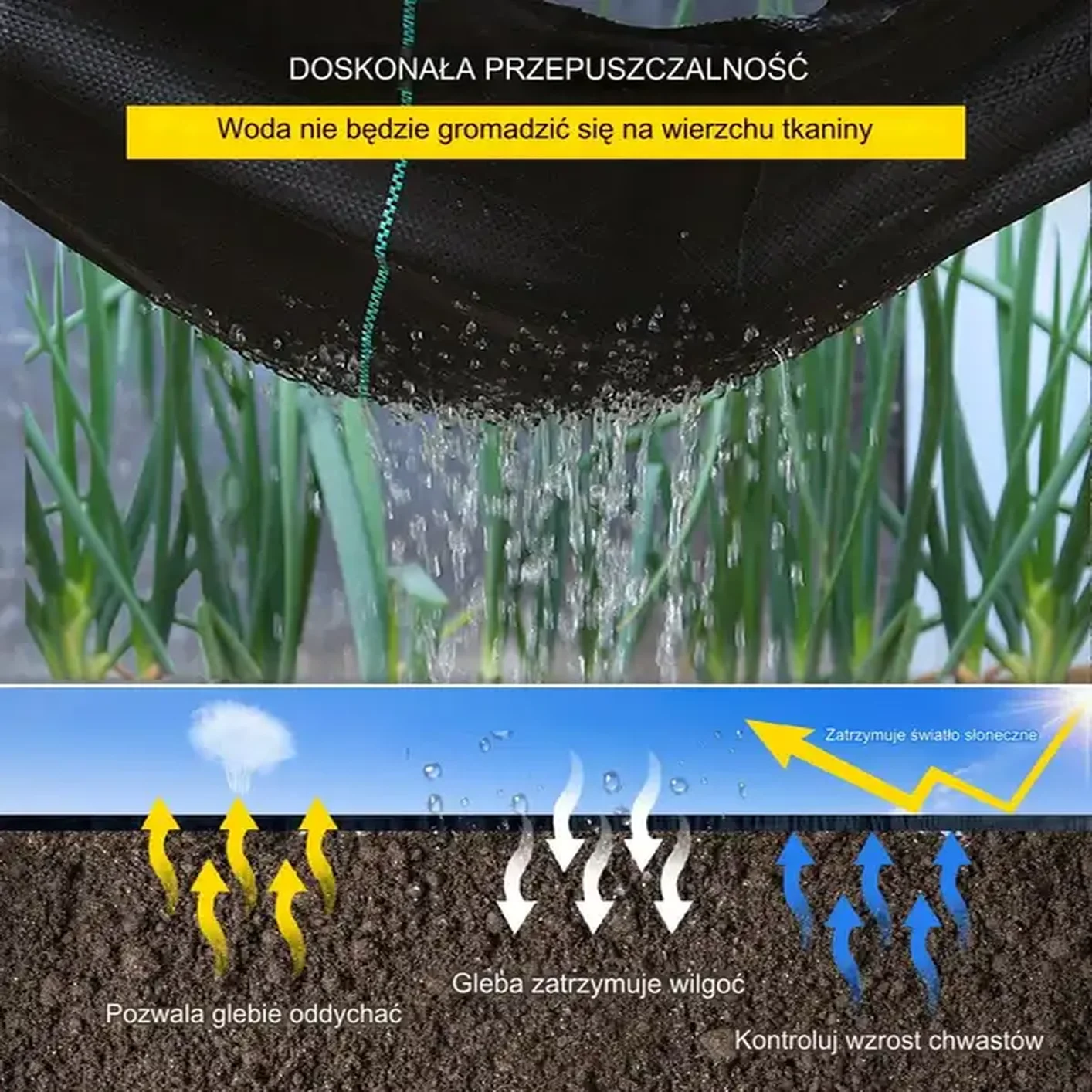Gruba agrowłóknina antychwastowa agrotkanina 1,8x76m czarna - obrazek 2