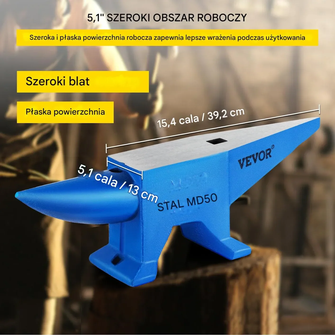 Kowadło stalowe Profesjonalne 50 kg do kuźni i warsztatu pracowni masywne - obrazek 2