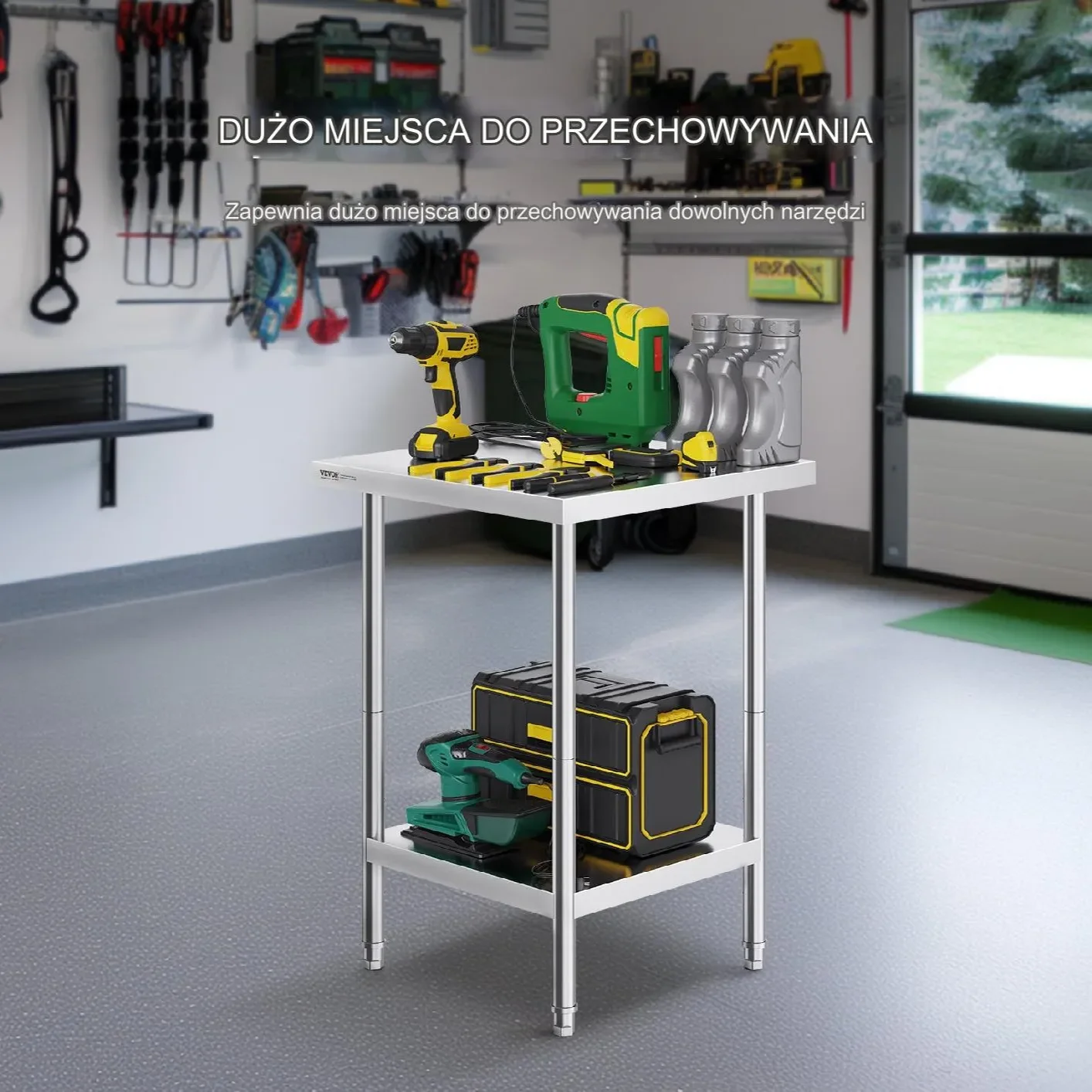 Stół gastronomiczny nierdzewny 60x60cm wolnostojący blat hartowany do kuchni - obrazek 2