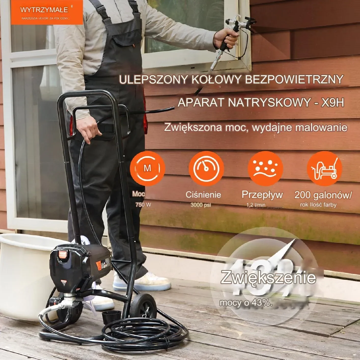 Agregat malarski pistolet malarski agregat do malowania 750 W - obrazek 3