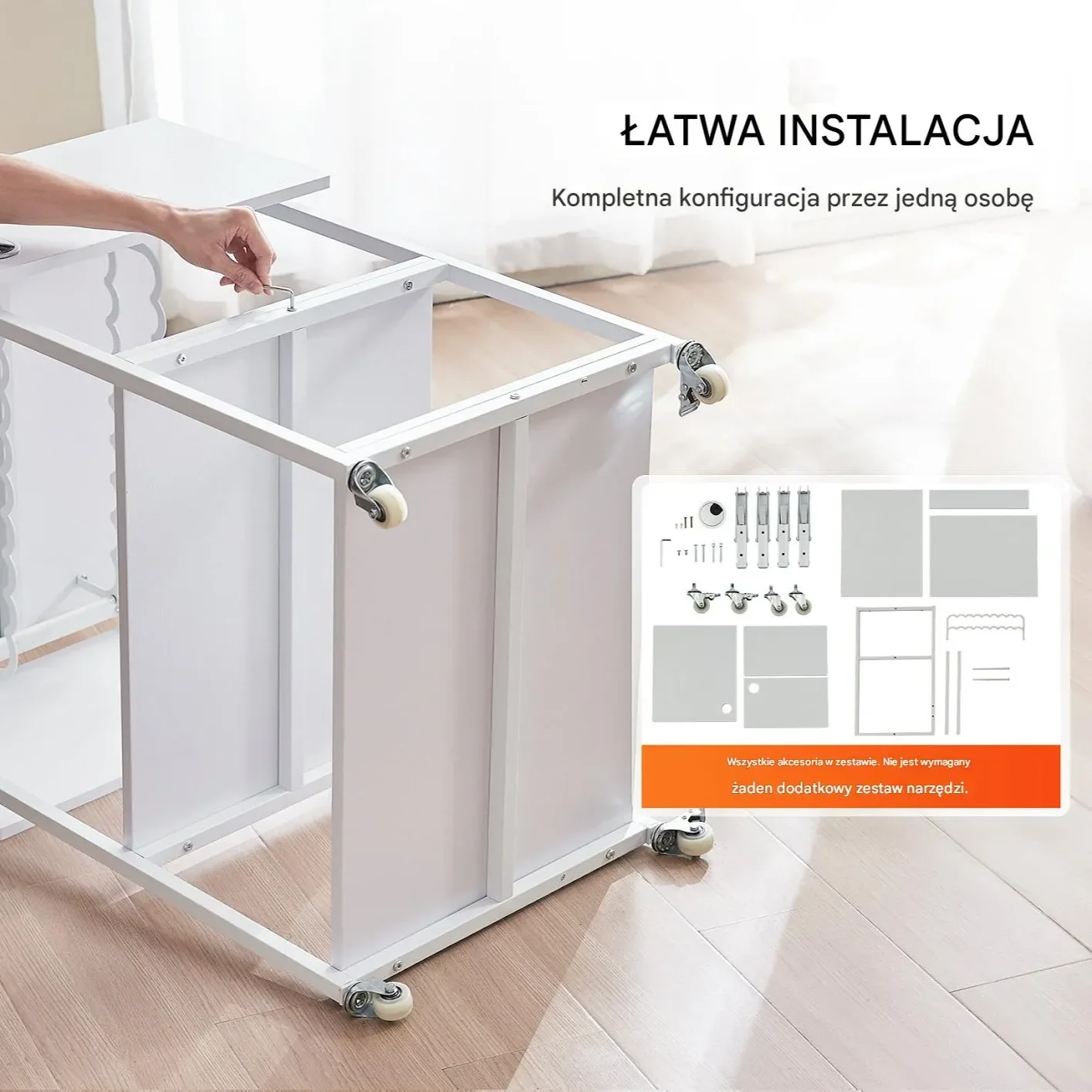 Stół do prasy termicznej 3-poziomowy mobilny stojak biały - obrazek 4