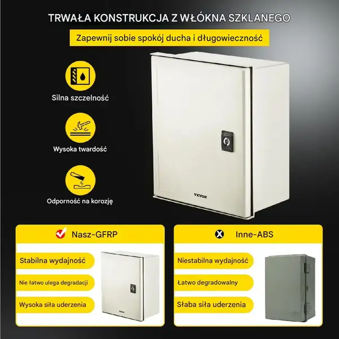 Skrzynka elektryczna NEMA 4X 30x25x14 cm IP66 wodoodporna z płytą - obrazek 2