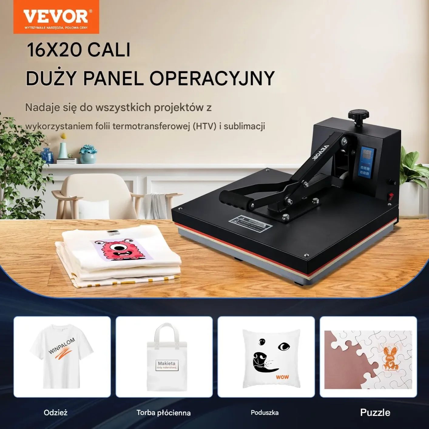 Prasa termiczna 40x50 cm do koszulek - regulowana temperatura 0-230°C - obrazek 6