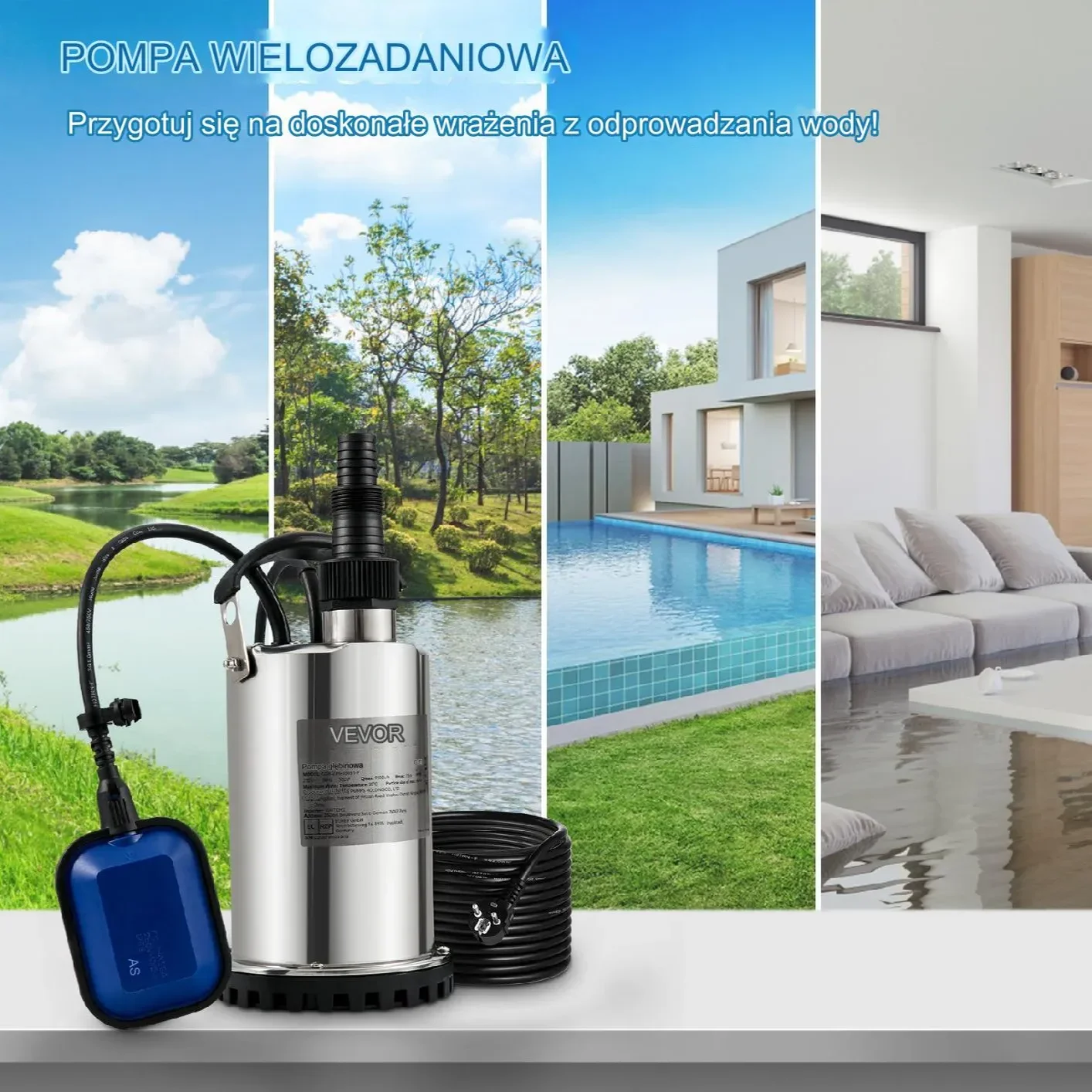 Pompa głębinowa membranowa górnossąca do wody studni zanurzeniowa 550 W - obrazek 6