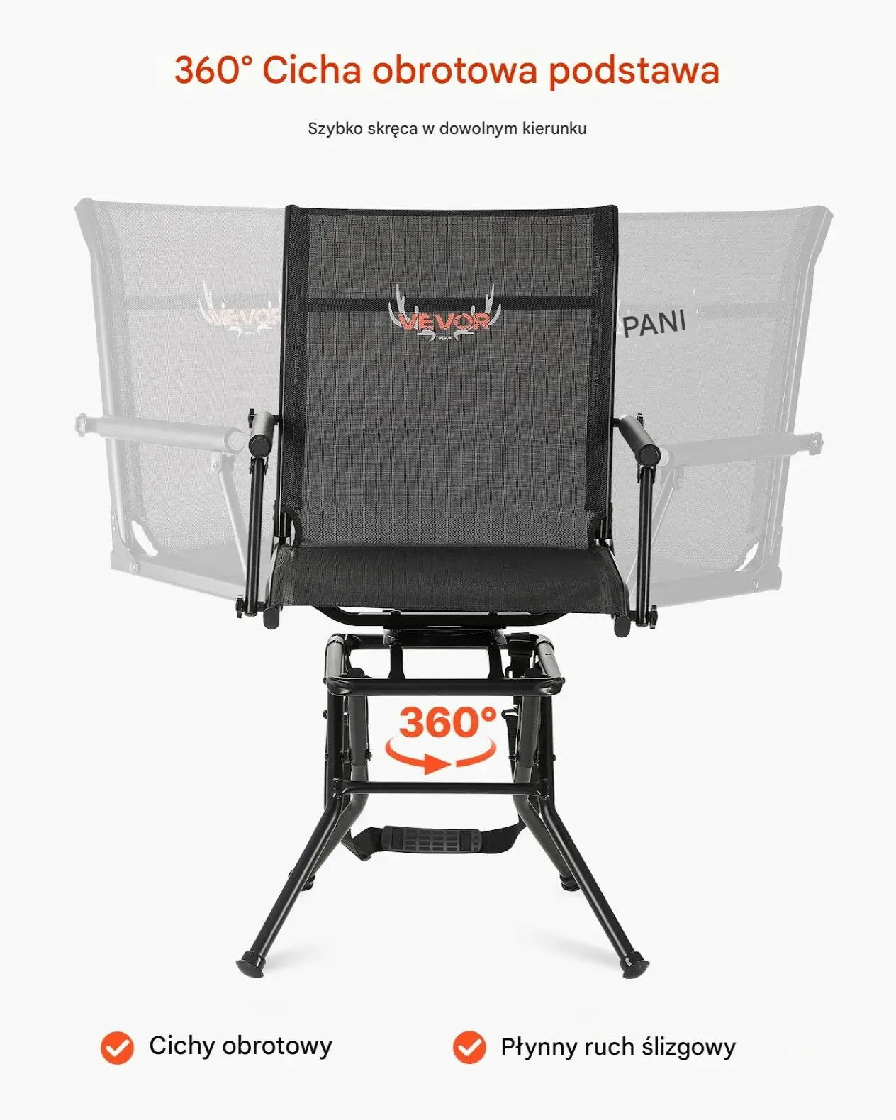 Krzesełko myśliwskie wędkarskie 360° składane lekkie z podłokietnikami - obrazek 3