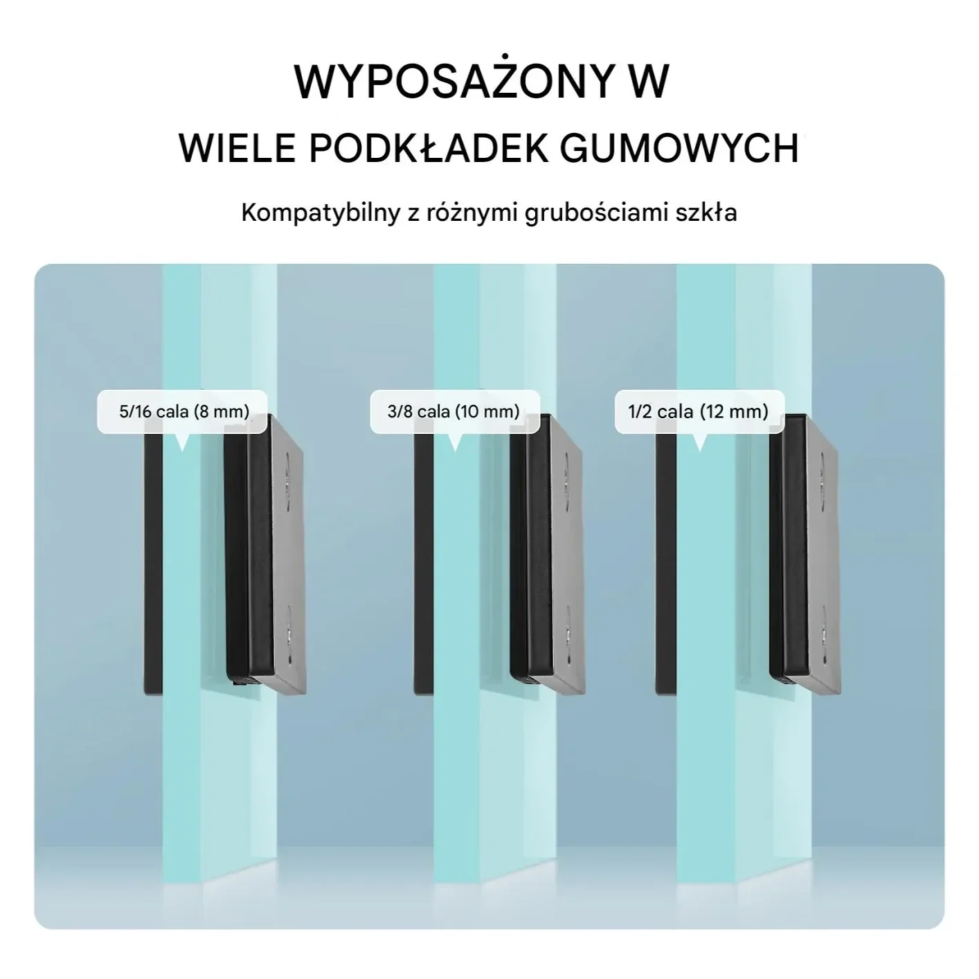 Zestaw 4 uchwytów do szkła – prostokątne mocowania balustradowe (czarne) - obrazek 3