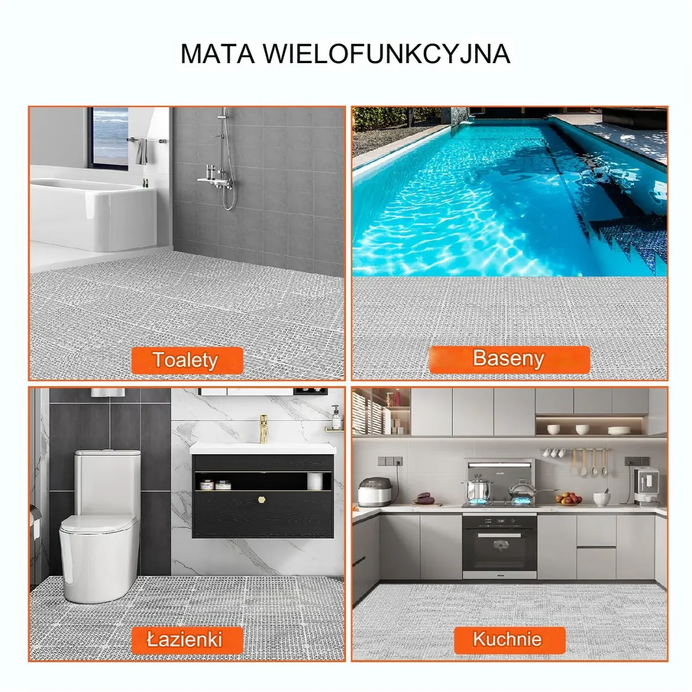 Mata drenażowa szara 30x30cm 55szt PVC łączona antypoślizgowa łazienka - obrazek 5