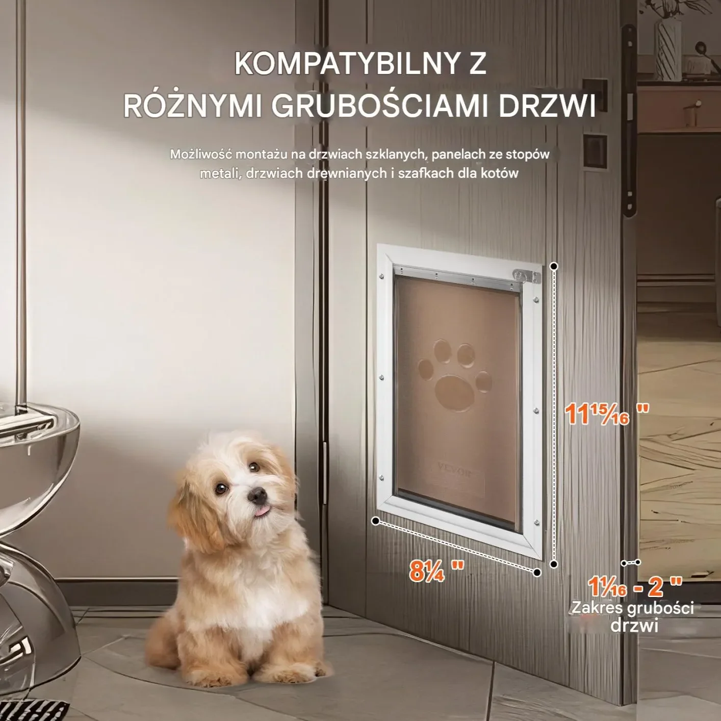 Klapa dla psa do drzwi z zamkiem – aluminiowa rama na magnes mała - obrazek 3