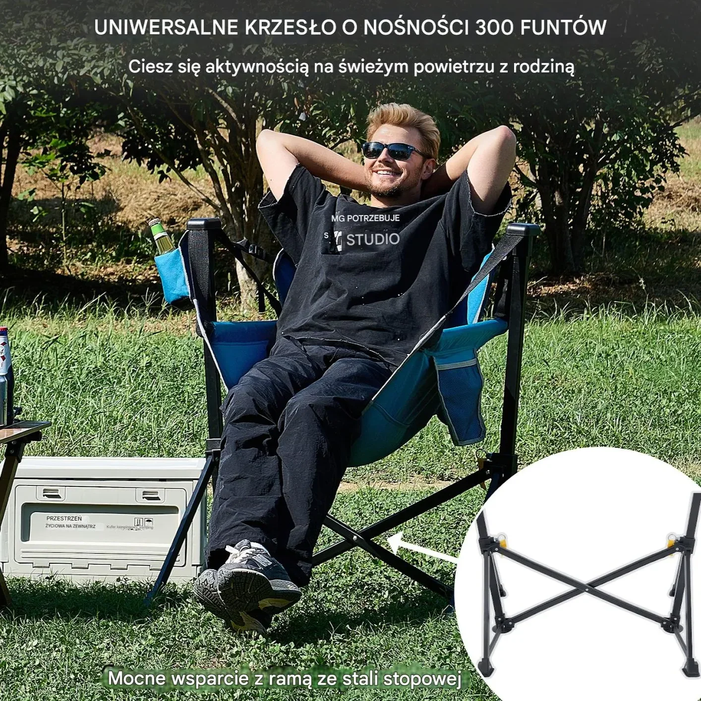 Fotel Turystyczny Niebieski - obrazek 2